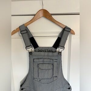 Dovetail Women's Black and White Striped Jeans Overalls